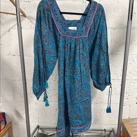 Bohemian Blue and Brown Dress - Cleobella Dress - BRAND NEW - Size Medium - Picture 1 of 5